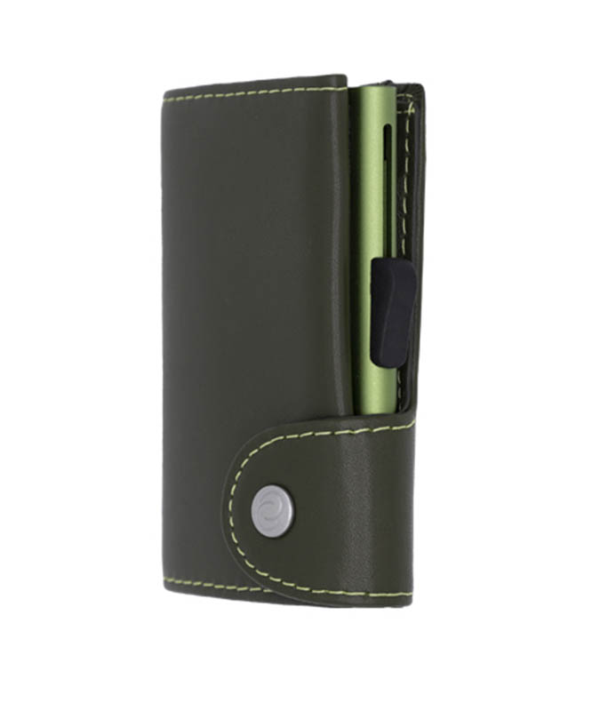 C SECURE Δερμάτινο πορτοφόλι - καρτοθήκη με προστασία RFID OLIVE GREEN WCH22166 Πορτοφόλια-Καρτοθήκες